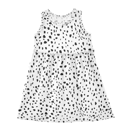 CaTaKu Dalmatians Print Dog Little Girl Dresses Summer Dress for Girls Kids Beach Sundress Short Sleeveless Casual Dress Size 8