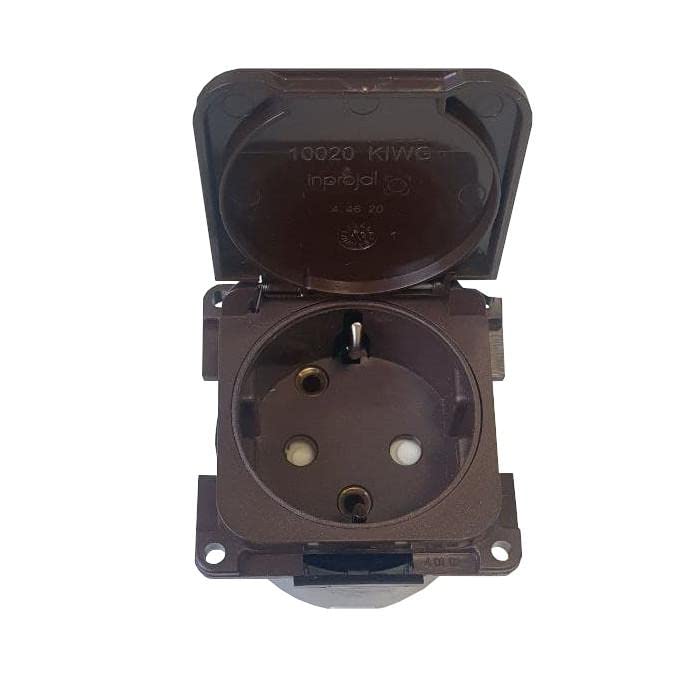 Presa 230V Schuko Tedesca CBE MP22D Marrone Camper Barca Furgoni