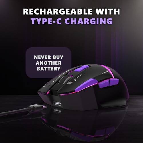 Image of EvoFox Performance Series Banshee Rechargeable Wireless Gaming Mouse (2.4G+BT+Wired), Hyper Connect-Pixart3325 Sensor, Upto 1000Hz Polling Rate & 10000DPI,8 Programmable Buttons,Comprehensive Software