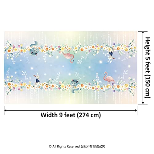 9x5 ft Fabric Alice Wonderland Tablecloth - Image 5