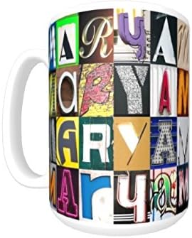 MARYAM Coffee Mug / Cup - using photos of sign letters - personalized