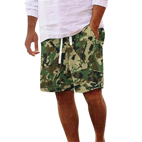 Pantalones cortos casuales y modernos de malla de secado rápido para playa, con cordón, para hombres grandes y altos, camouflage, M