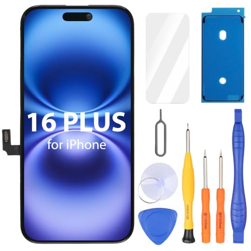 Ayake for iPhone 16 Plus Screen Replacement, 6.7 inch FHD LCD Display and Touch Digitizer Screen, True Tone Programmable, Face ID Remains (for A3082, A3289, A3290, A3291)