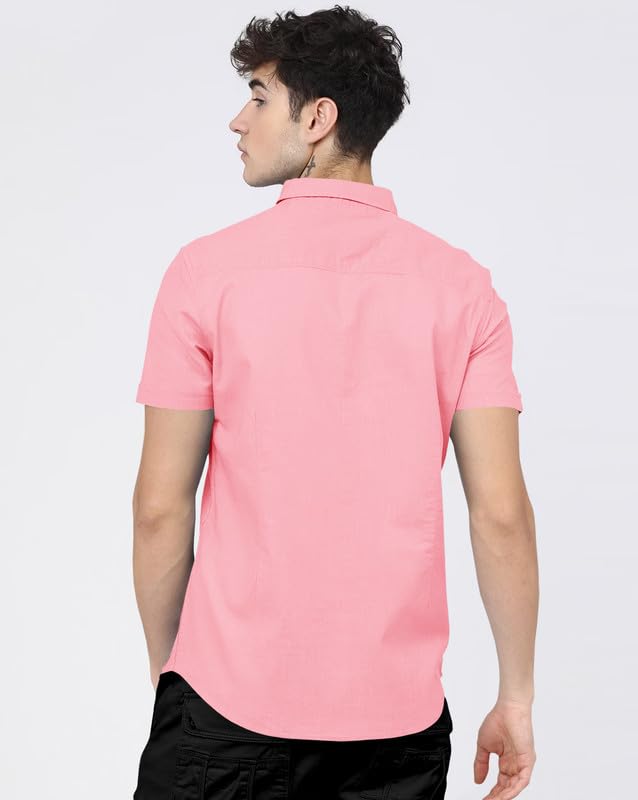 Image of BRUCEWANE Men's 100% Cotton Half Sleeve Shirt
