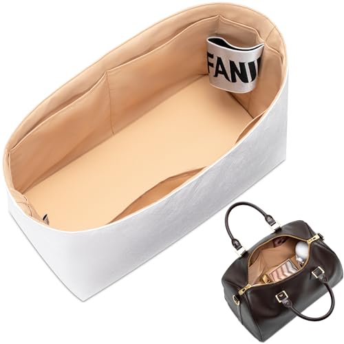 FANJI Project Handbag Organizer Insert for LV Speedy 30 Custom Fit Inside Premium Vanile Lightweight WaterResistant Purse Insert with Cup Holder Accessories