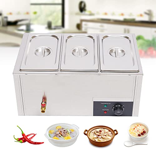 Buffetwärmer,Warmhalteplatte Speisewärme 3x7L,Speisewärmer Warmhaltebehälter Elektrisch Buffet Wärmer Speisenwärmer Chafing Dishes Speise Catering Edelstahl - Warmhaltegerät, Speisewärmer, Warmhaltepl – Bild 5