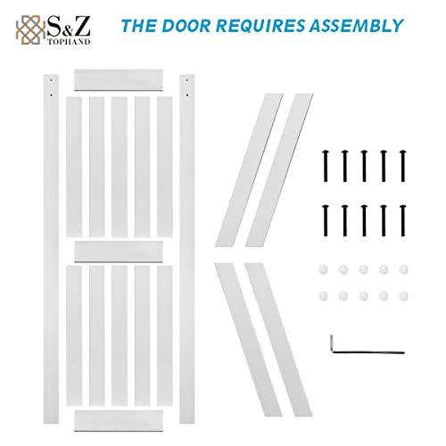 Image of S&Z TOPHAND 21inx 84in MDF Barn Door with 4FT Sliding Door Hardware Kit,18-60in Solid Barn Door Slab Covered with Water-Proof PVC Surface