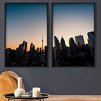 2 Piece Framed Canvas Wall Art Beautiful Sunset Canvas Prints Home Artwork Decoration for Living Room,Bedroom - 16
