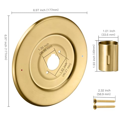 Shower Trim Escutcheon Replacement para Moen, Placa de Cubierta de Manija de Ducha en Brushed Gold miniatura 3