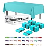 Party Solids Mantel rectangular de plástico azul aguamarina, 54 x 108 pulgadas, paquete de 24