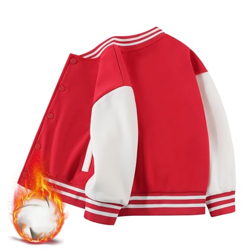 Kids Baseball Jacket School 𝚅arsity Casual Sweatshirt Girls Sweater Jacket Baseball Solid Color Coats2