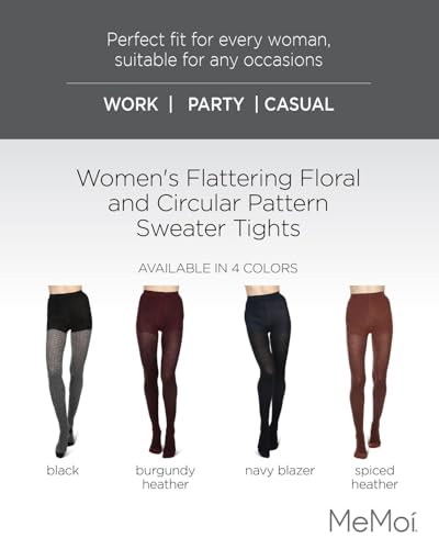 MeMoi Women's Flattering Floral and Circular Pattern Sweater Tights2