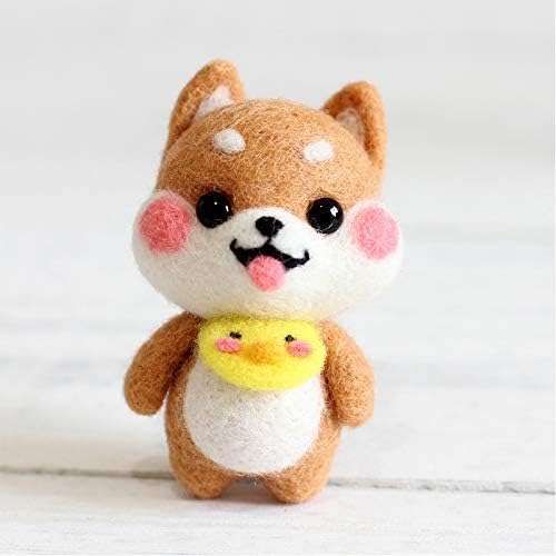 YXQSED Felt Dog Needle Felting Starter Kit Wool Felting DIY Kit with Tools-Baby Shiba Inu dog