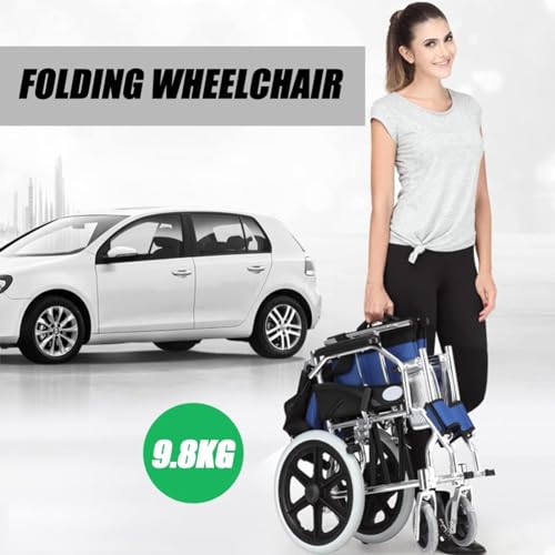 Silla de ruedas plegable y ligera con frenos de mano, diseño ultraligero para un fácil transporte y viajes, ideal para personas con discapacidad y personas mayores