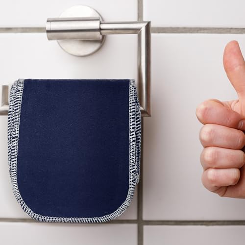Image of FuWeave 60 Pack Reusable Toilet Paper No Tear Bidet Towels, Navy Blue | Washable 11.8 inch x 4.3 inch Cotton Flannel Family Cloth Wipes with Snaps, Paperless Roll for Bathroom, Travel, Cleaning and Drying