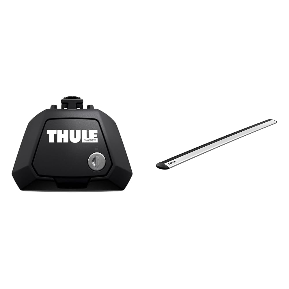 Thule Wingbar Evo 2-pak 135 & Thule 710410 Zamek Bagażnika, Czarny, ‎36,7 x 16,5 x 9,6 cm; 1,91 kg