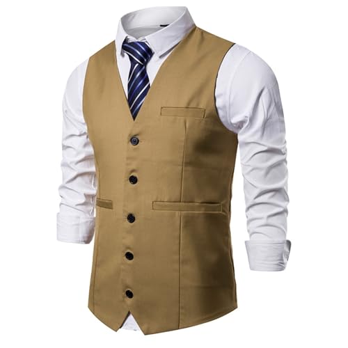 Maiyifu-GJ Men's Formal Business Suit Vests Slim Fit V-neck Wedding Party Dress Waistcoat Casual Solid Color Dress Vest