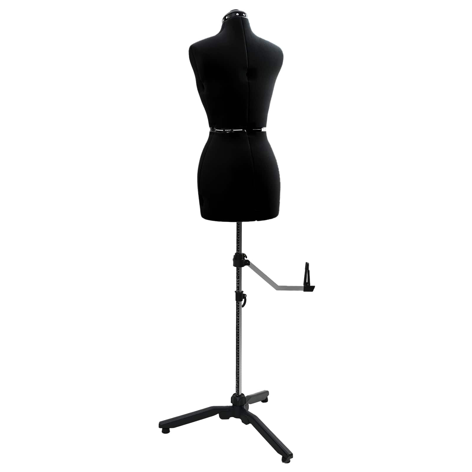 Manekin krawiecki damski, regulowany z aksamitnym obiciem, regulacja wysokości 95-160 cm, tors do krawiectwa i modnego wzornictwa, czarny rozmiar S