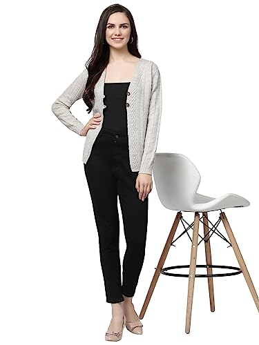 Image of Kalt Women Cardigan Sweater for Winter Woolen Acrylic Full Sleeves V-Neck Cable Design Cardigan Sweater for Women Winter Stylish