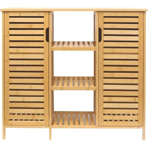 Bamboo Storage Cabinet with Open Shelves