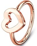 OUFER Helix Earrings Hoop, Heart-Shaped Cartilage Earrings, 316L Surgical Steel Piercing Jewelry, Daith Rook Lobe Tragus Piercing Jewelry, Lip Rings Nose Rings Hoop
