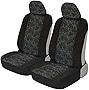 BDK Black Maui Car Seat Covers for Front Seats, 2 Pack – Tropical Pattern Front Seat Cover Set with Matching Headrest, Sideless Design for Easy Installation, Fits Most Car Truck Van and SUV