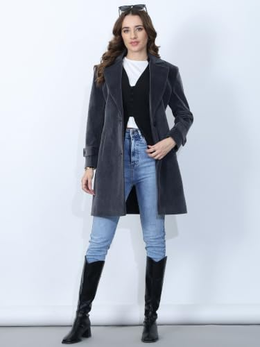 Image of PLAGG Women's Notched Lapel Long Overcoat