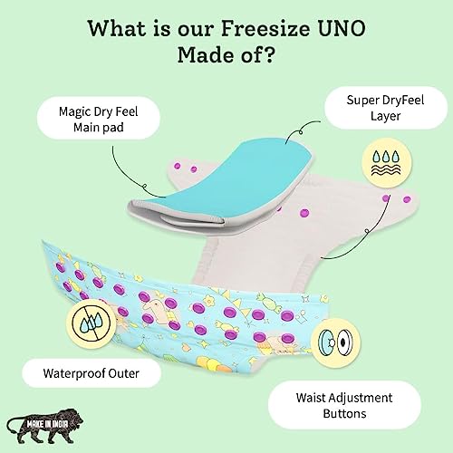 Image of SuperBottoms UNO Freesize Cloth Diaper | Cloth diaper for babies 0 to 3 years | Washable & Reusable cloth diaper | Comes with cloth diaper inserts | 1 Organic cotton Soaker (Li'l Crush)