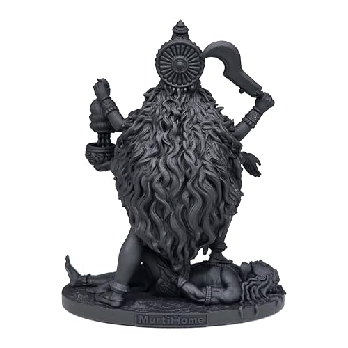 Image of MurtiHome Maa Kali Idol, Mahakali Devi Statue, Kalika Mataji Murti | 9 cm Tall Small Black Color Figure Made From UV Resin, Crafted by 3D Printer for Car Dashboard, Home, Office, Gift