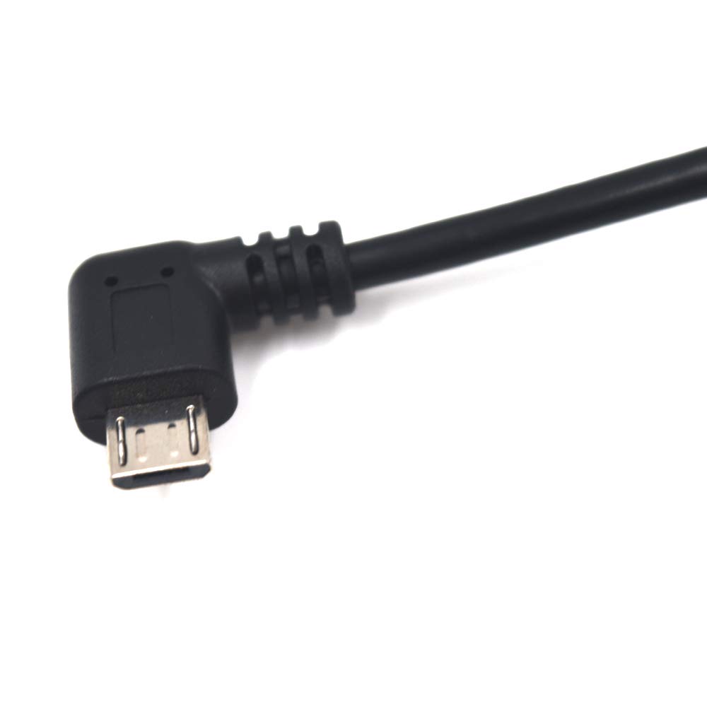 12-Inch Left Angle Micro USB Splitter Cable - 1 Male To 2 Female Extension Hub Cord