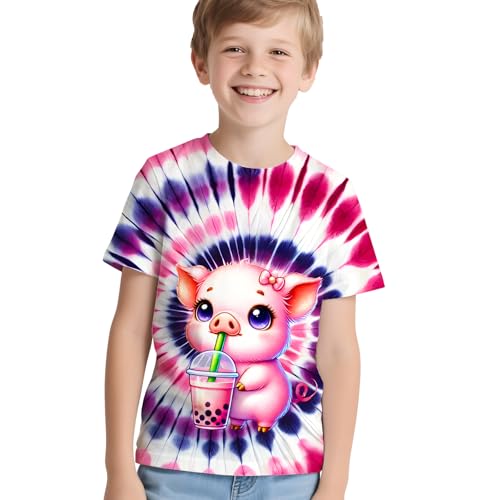 Image of Kids Neon Tie Dye Shirt for Boys Girls Tie-Dye T-Shirt Hippes Tshirt Senior Children Tee Size 6-16 Years Age