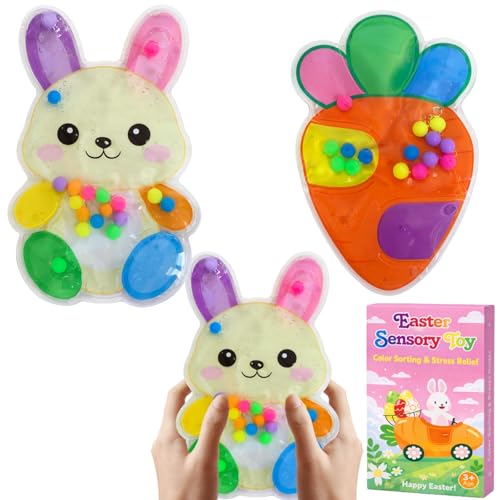 2 Pack Easter Color Sorting Sensory Toys for Toddler Easter Basket Stuffers, Fine Motor Travel Essential Montessori Autism Fidget Toys for Kid 3 4 5 Years