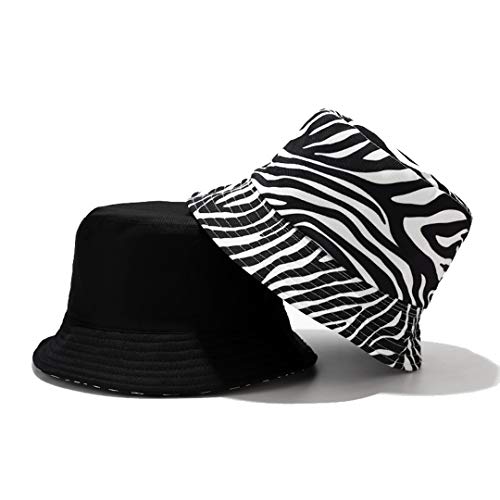 Zebra Print Bucket Hat Funny Animal Pattern Fisherman Cap Reversible Packable Sun Hats For Women, Men White #TOP1