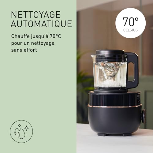 Blender chauffant design noir et or rose avec 10 vitesses de précision