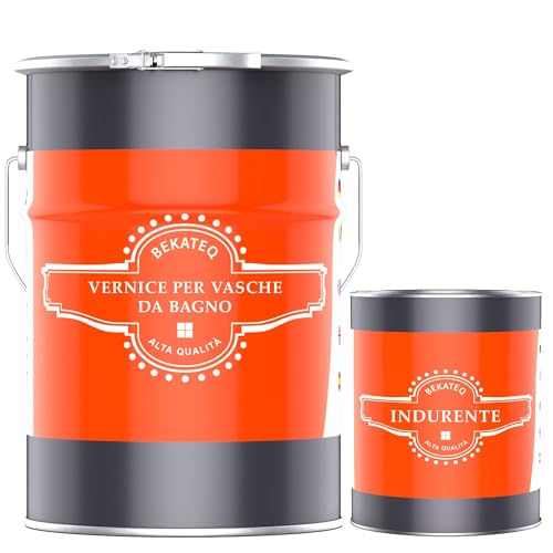 BEKATEQ Vernice per vasche da bagno 1kg Bianco perla | Rivestimento bicomponente lucido per acrilico, smalto, vetroresina, lavandini, piatti doccia, piastrelle da parete e da pavimento LS-410