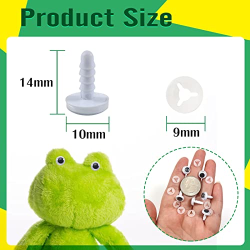 TOAOB 50pcs Wiggle Googly Eyes 10mm Black White Plastic Safety Eyes Craft Eyes with Washers for Soft Doll Making Plush Animals Crochet - Image 2