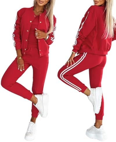 CHICME Women's Three Piece Outfits Striped Tape Patch Tank Tops B...