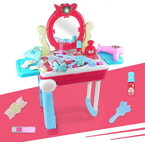 Joysae 2 In 1 Kids Suitcase Playset, Beauty Vanity Or Kitchen Playset, Kids Pretended Playset Comes With Light And Sound, Various Accessories, Best Gift For Kids #TOP29
