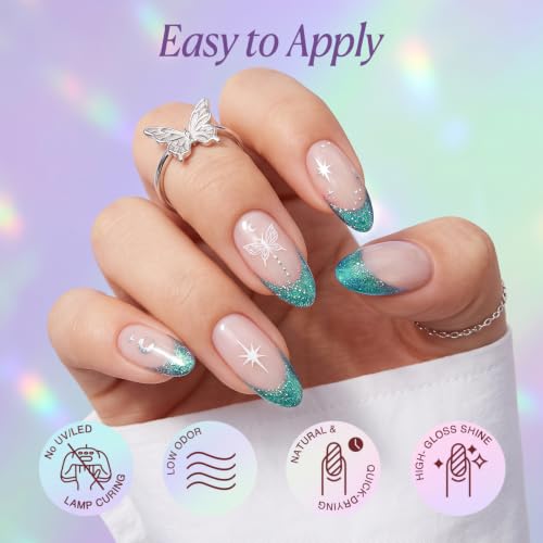 Image of AZUREBEAUTY Pearl Nail Polish Set 4 Colors Ombre Mermaid Shimmer | Pink Aqua Blue Purple Quick Dry Shell Glitter Effect, Dreamy Aurora Look, Women Gift Home Manicure DIY