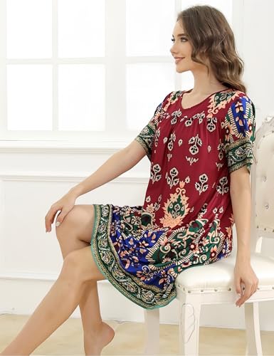 Image of Hospital Gowns for Women Open Back Tear Away Snap Post shoulder Dress Short Sleeve Soft Adaptive Clothing with Pockets