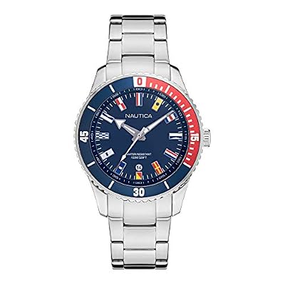 Nautica Orologio da polso da uomo al quarzo sport bracciale e cassa in stainless steel di colore grey display analogico blue - NAPPBS022