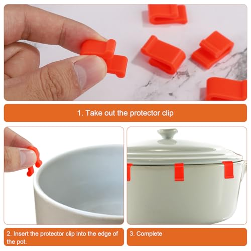 12 Stück Schutzklammern für Dutch Oven-Deckel, Silikon Schutzklammern für Kochgeschirr Topfpuffer Heberzubehör zum Stapeln Aufbewahren (Rot)