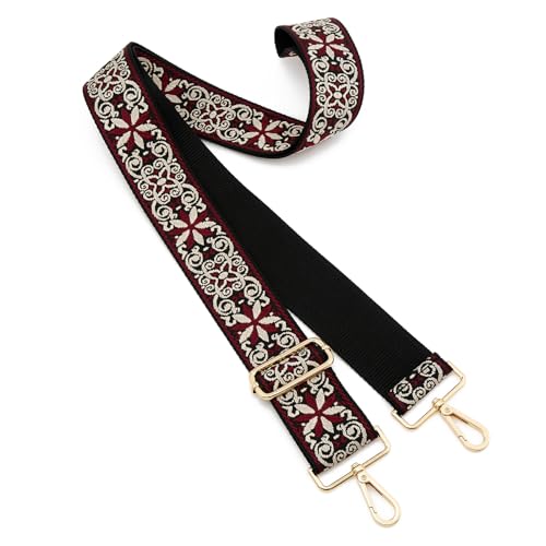 Image of Wide Shoulder Strap Adjustable Replacement Belt Guitar Style Crossbody Bag Handbag Strap Multicolor Canvas Straps(Wide:2in)(Color80)