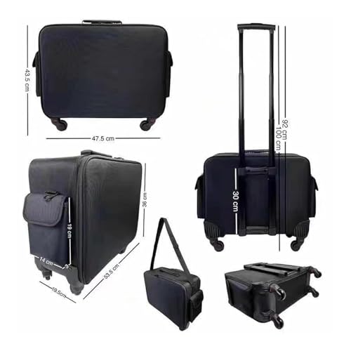Image of Adson Multifunctional Professional Beauty Makeup Artist Rolling Cosmetic Aluminium Vanity Trolley Beauty Train case Makeup Cosmetic Trolley Hairstylist Travel Organizer (Metallic Jet Black)