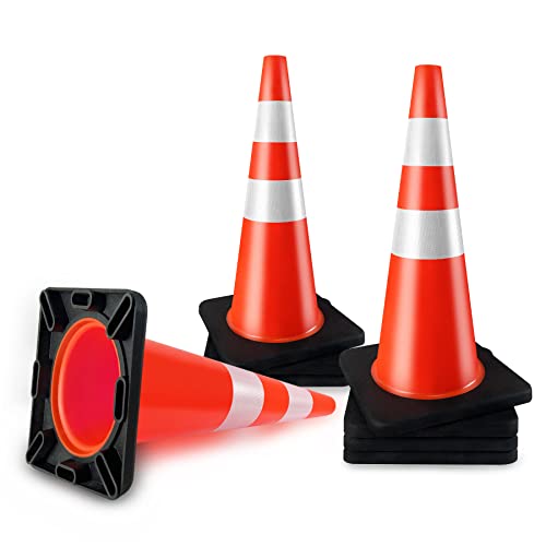 Strlon AQZ0328BLACK-08 Traffic Cones 28 Inch Orange 8 Pack Heavy Duty Safety Cones cover