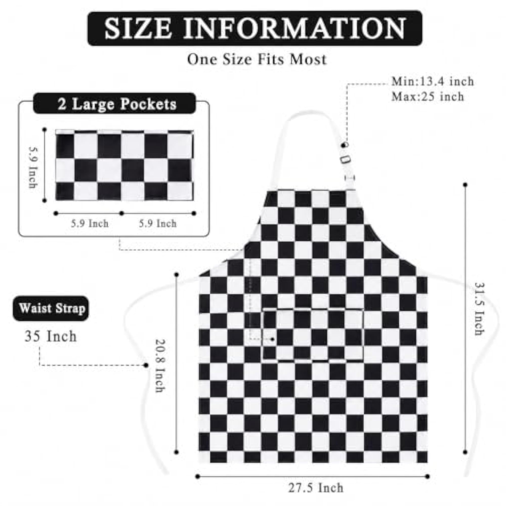 2 Pack Checkered Kitchen Apron Set for Cooking