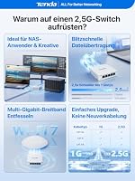 Tenda 2.5 Gbit Switch 5-Port Unmanaged LAN Switch Ethernet Hub Weiß, Metall – Ansicht 5