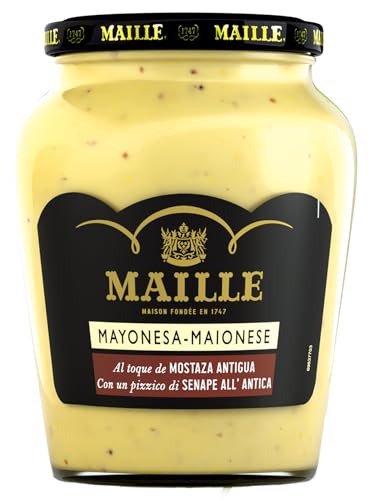 Maille - Mayonesa A La Mostaza Antigua, Mayonesa Con Un Toque De Mostaza A La Antigua, Intensa Y Sorprendente, Tarro De Cristal, 320 Gramo