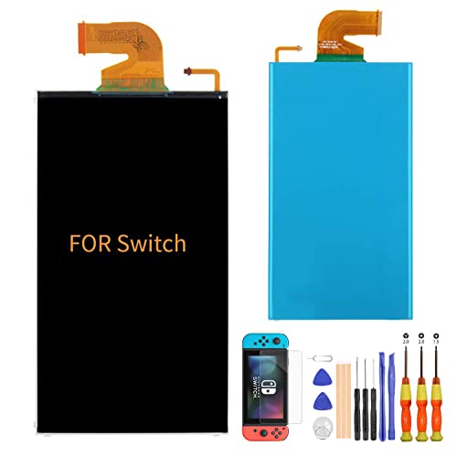 A-MIND For Nintendo Switch 修理交換用 LCD液晶パネル ディスプレイ、スクリーン修理ツールキットと強化フィルム付き 統合画面交換修理用キット 無料の修理工具