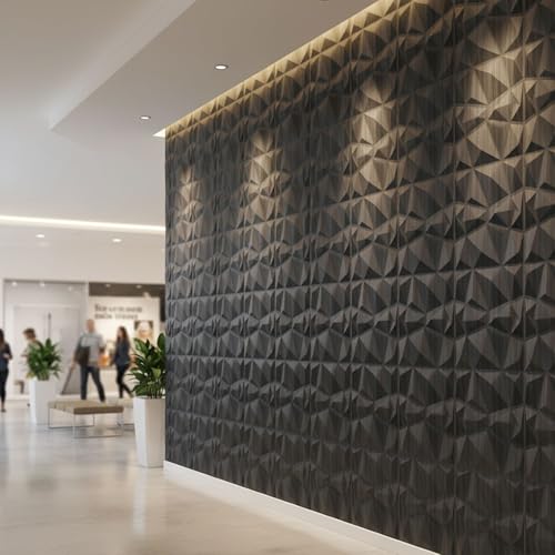 Image of Kayra Decor PVC Wall Panel - PVC Diamond Design, Grey Pine Wood Color 19.7 inch X 19.7 inch (Pack of 18) - Covers 48.51 Sq. Ft.